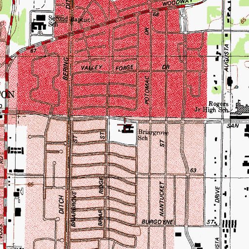 Topographic Map of Briargrove School, TX