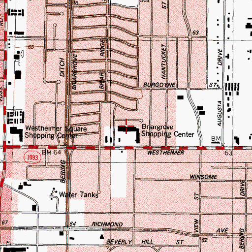 Topographic Map of Briargrove Shopping Center, TX