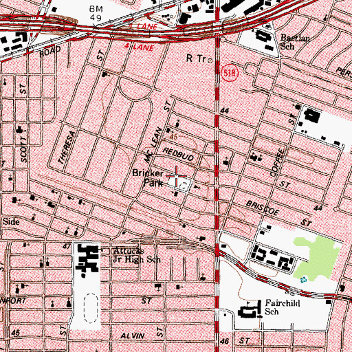 Topographic Map of Bricker Park, TX