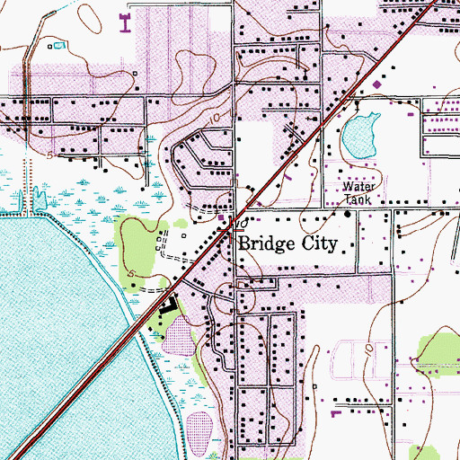 Topographic Map of Bridge City, TX