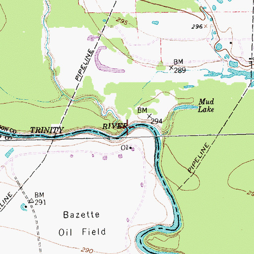 Topographic Map of Bridge Creek, TX