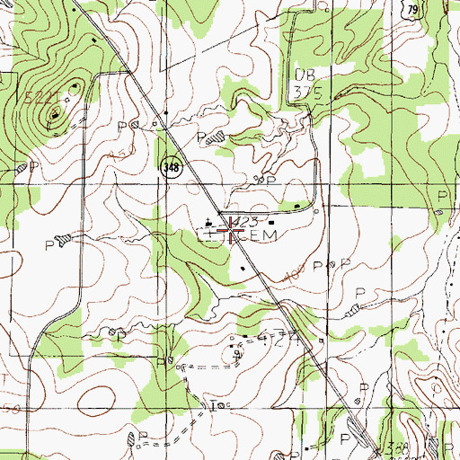 Topographic Map of Bridges Cemetery, TX