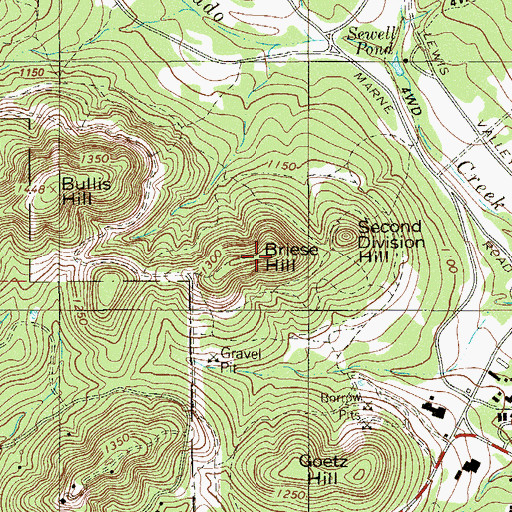 Topographic Map of Briese Hill, TX