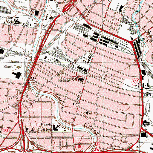 Topographic Map of Briscoe School, TX