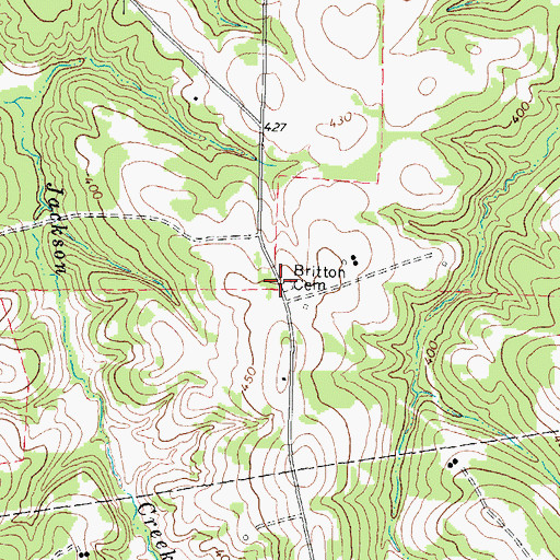 Topographic Map of Britton Cemetery, TX