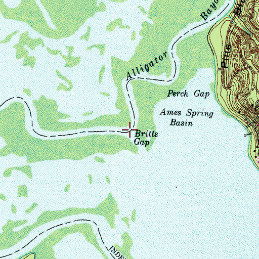 Topographic Map of Britts Gap, TX