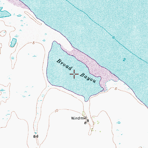 Topographic Map of Broad Bayou, TX