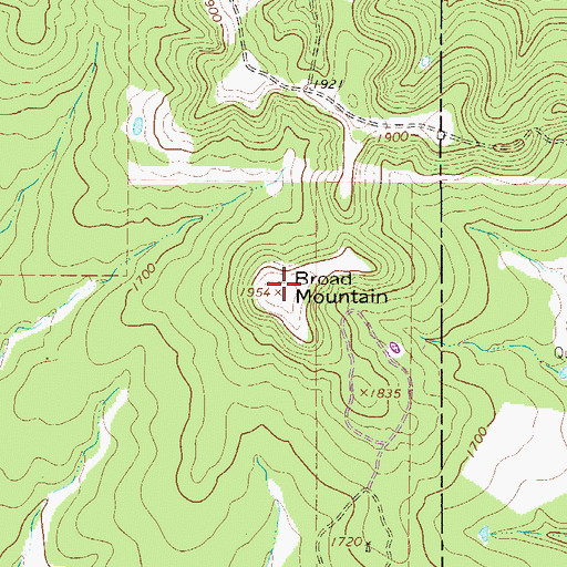 Topographic Map of Broad Mountain, TX