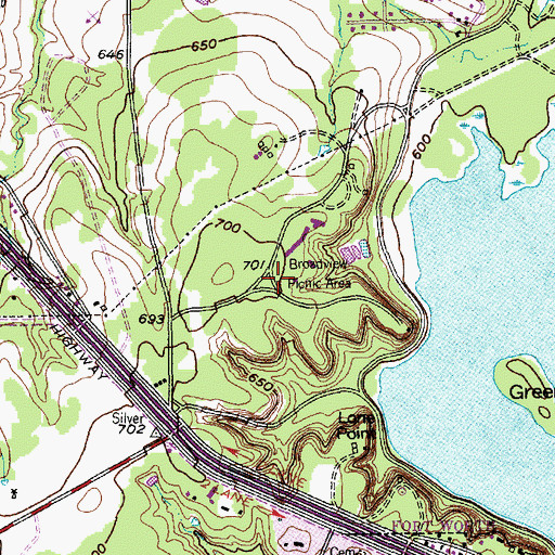 Topographic Map of Broadview Picnic Area, TX