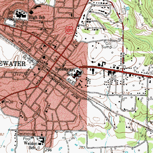Topographic Map of Broadway School, TX