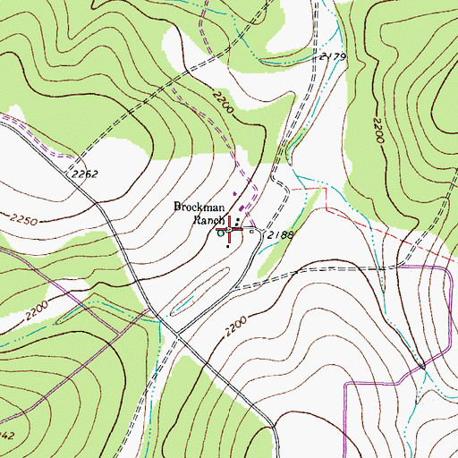 Topographic Map of Brockman Ranch, TX