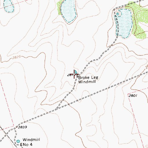 Topographic Map of Broke Leg Windmill, TX