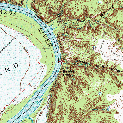 Topographic Map of Broke Rock Hollow, TX