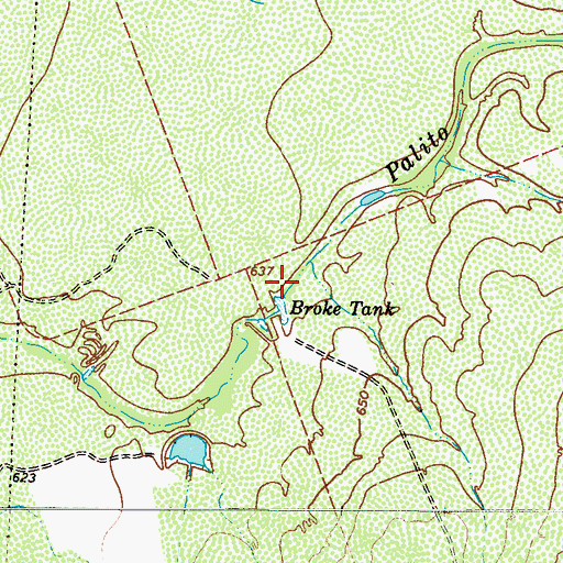 Topographic Map of Broke Tank, TX