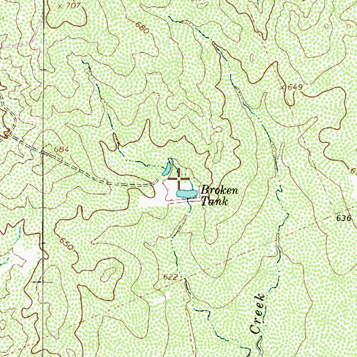 Topographic Map of Broken Tank, TX