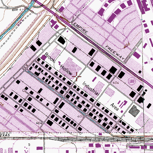 Topographic Map of Brook Hollow Industrial Area, TX