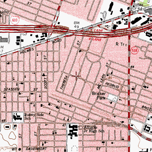 Topographic Map of Brookhaven, TX