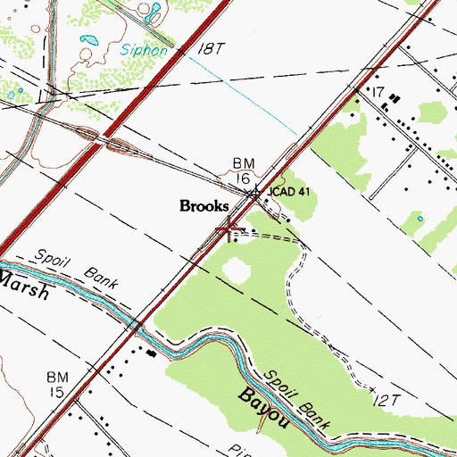 Topographic Map of Brooks, TX