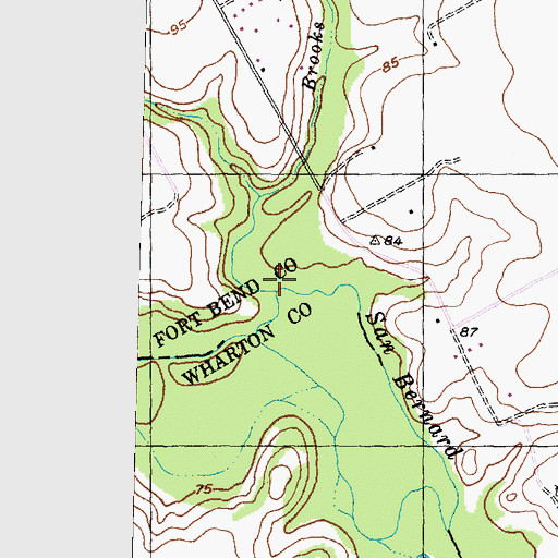 Topographic Map of Brooks Branch, TX