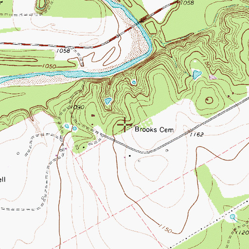 Topographic Map of Brooks Cemetery, TX