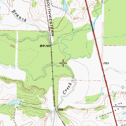 Topographic Map of Brooks Creek, TX