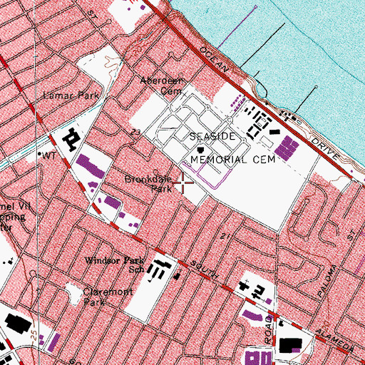 Topographic Map of Brookside Park, TX