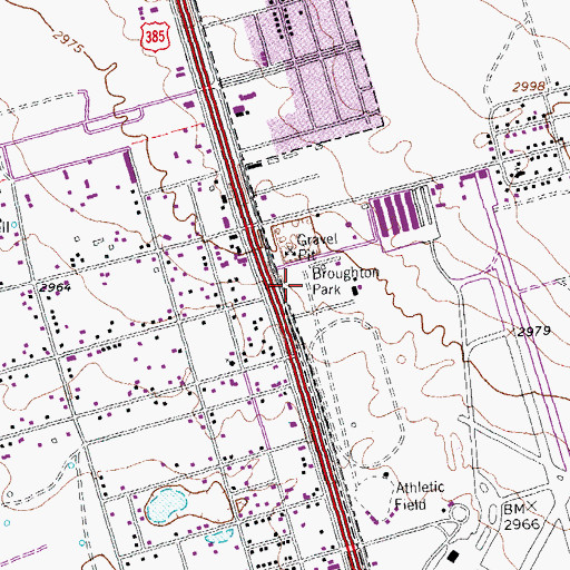Topographic Map of Broughton Park, TX