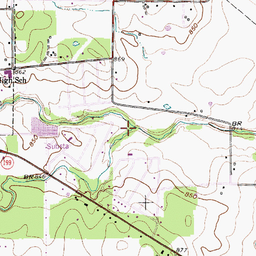 Topographic Map of Browders Creek, TX