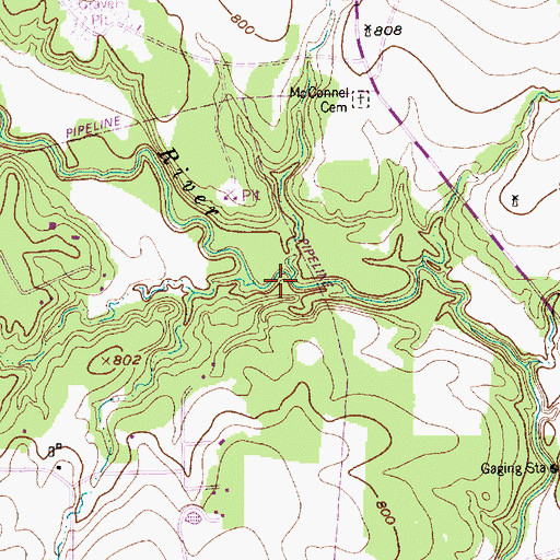 Topographic Map of Brown Branch, TX