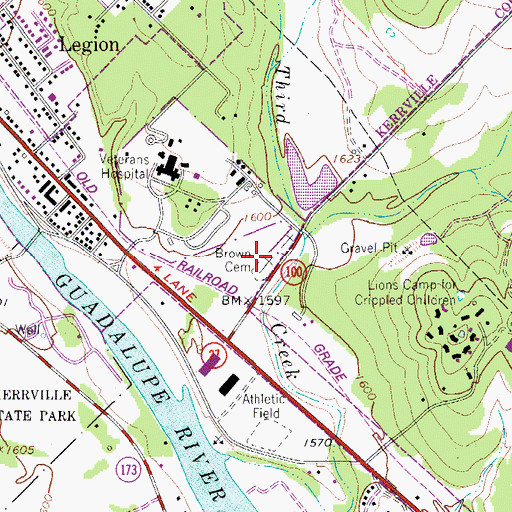 Topographic Map of Brown Cemetery, TX