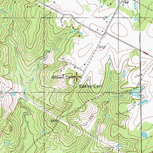 Topographic Map of Brown Cemetery, TX