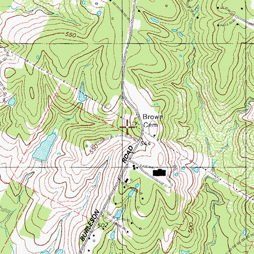 Topographic Map of Brown Cemetery, TX