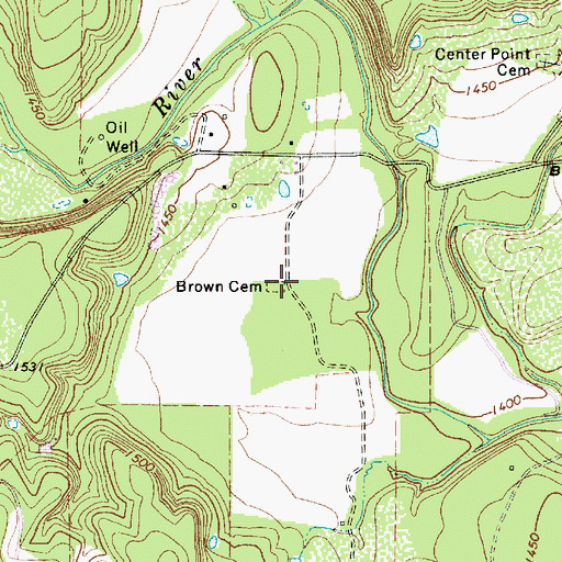 Topographic Map of Brown Cemetery, TX