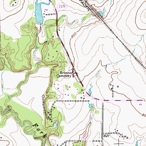 Topographic Map of Brown Cemetery, TX