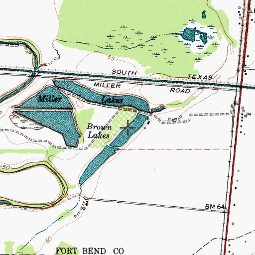 Topographic Map of Brown Lakes, TX