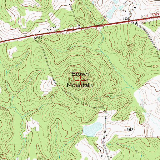 Topographic Map of Brown Mountain, TX
