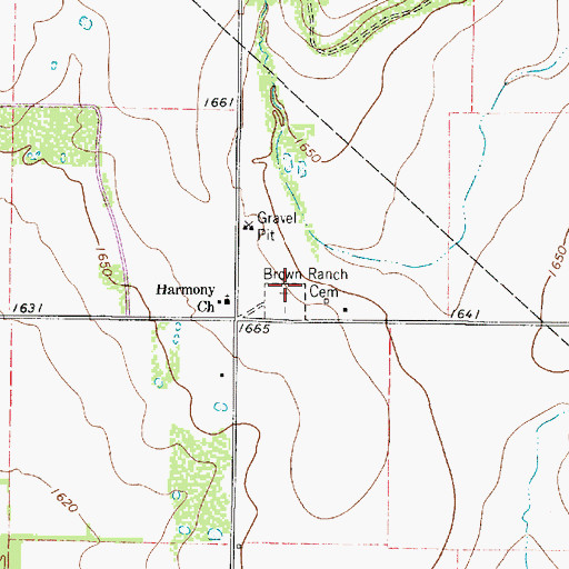 Topographic Map of Brown Ranch Cemetery, TX