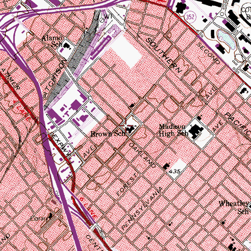 Topographic Map of Brown School, TX