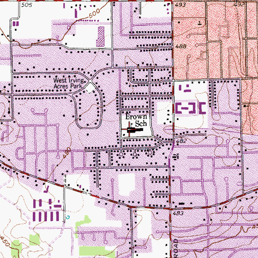 Topographic Map of Brown School, TX
