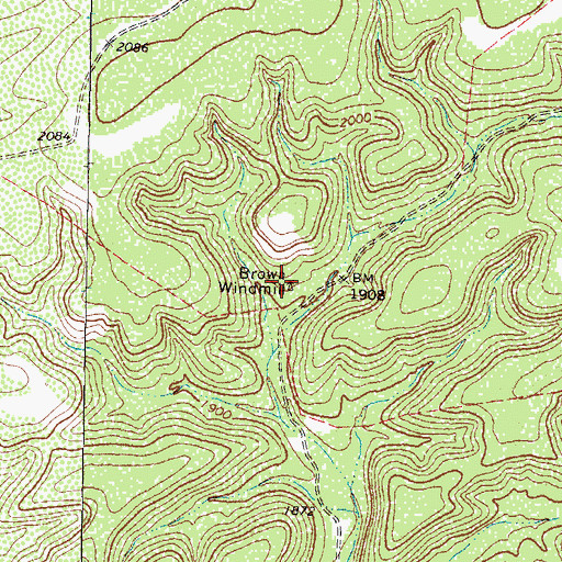 Topographic Map of Brown Windmill, TX