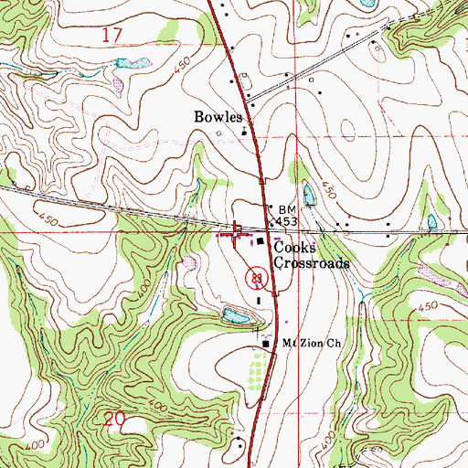 Topographic Map of Little Pine Level Church, AL
