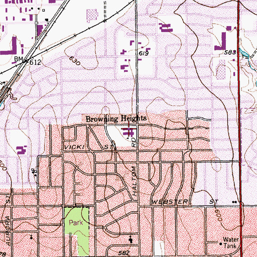 Topographic Map of Browning Heights School, TX