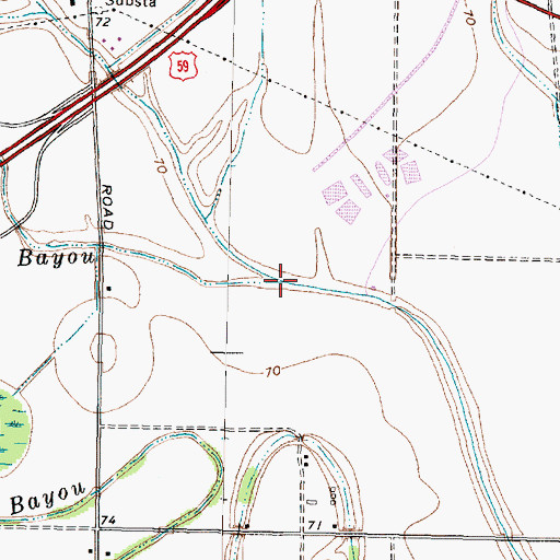 Topographic Map of Browns Bayou, TX