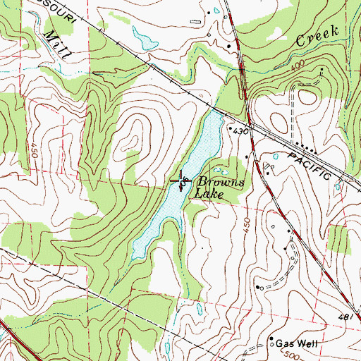 Topographic Map of Browns Lake, TX