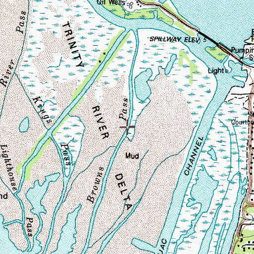 Topographic Map of Browns Pass, TX