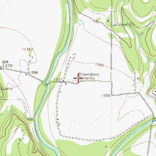 Topographic Map of Brownsboro Cemetery, TX