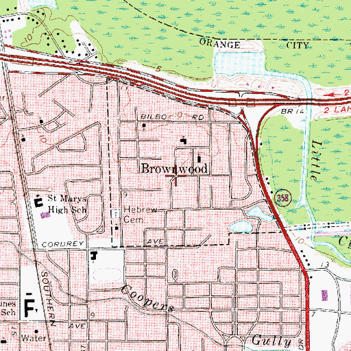 Topographic Map of Brownwood, TX