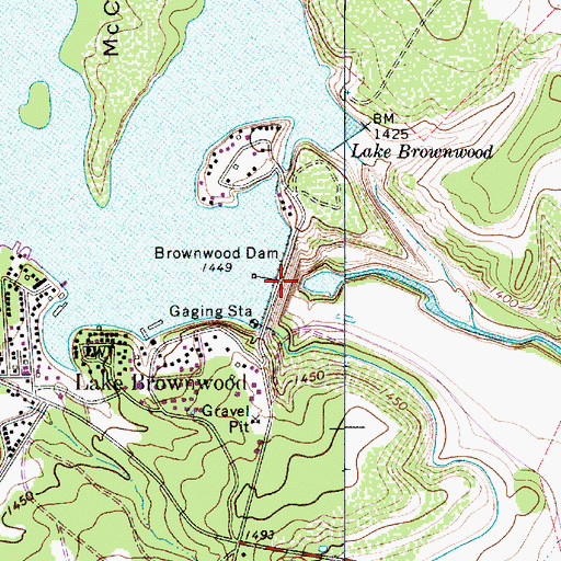 Topographic Map of Brownwood Dam, TX