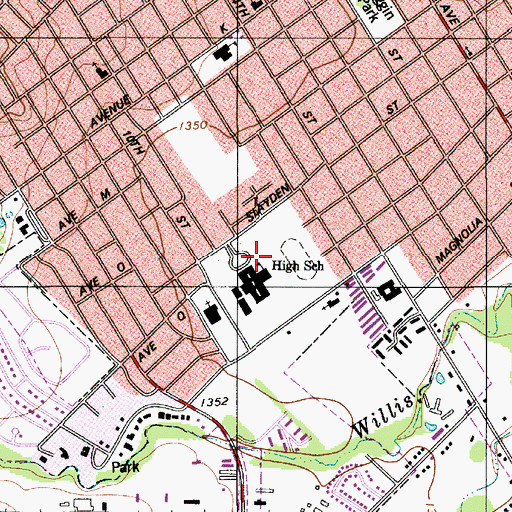 Topographic Map of Brownwood Senior High School, TX