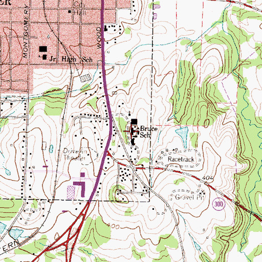 Topographic Map of Bruce School, TX